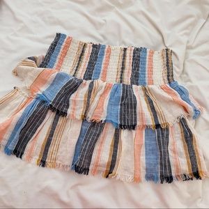 Aerie | Smocked Skirt | Blue & Grey & Pink | L